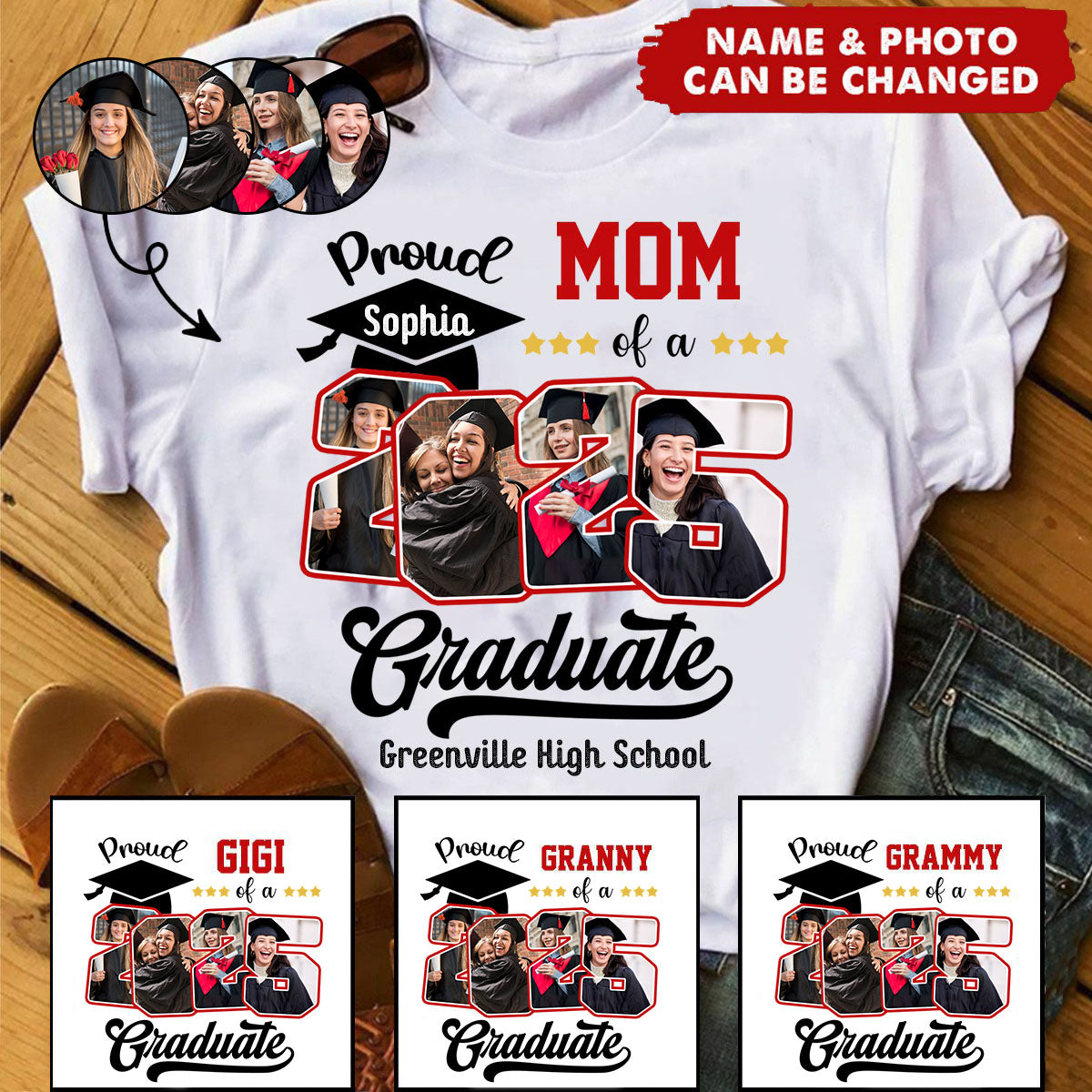 Custom Photo Proud Family Of A Class Of 2025 Graduate Senior - Personalized Graduation T Shirt