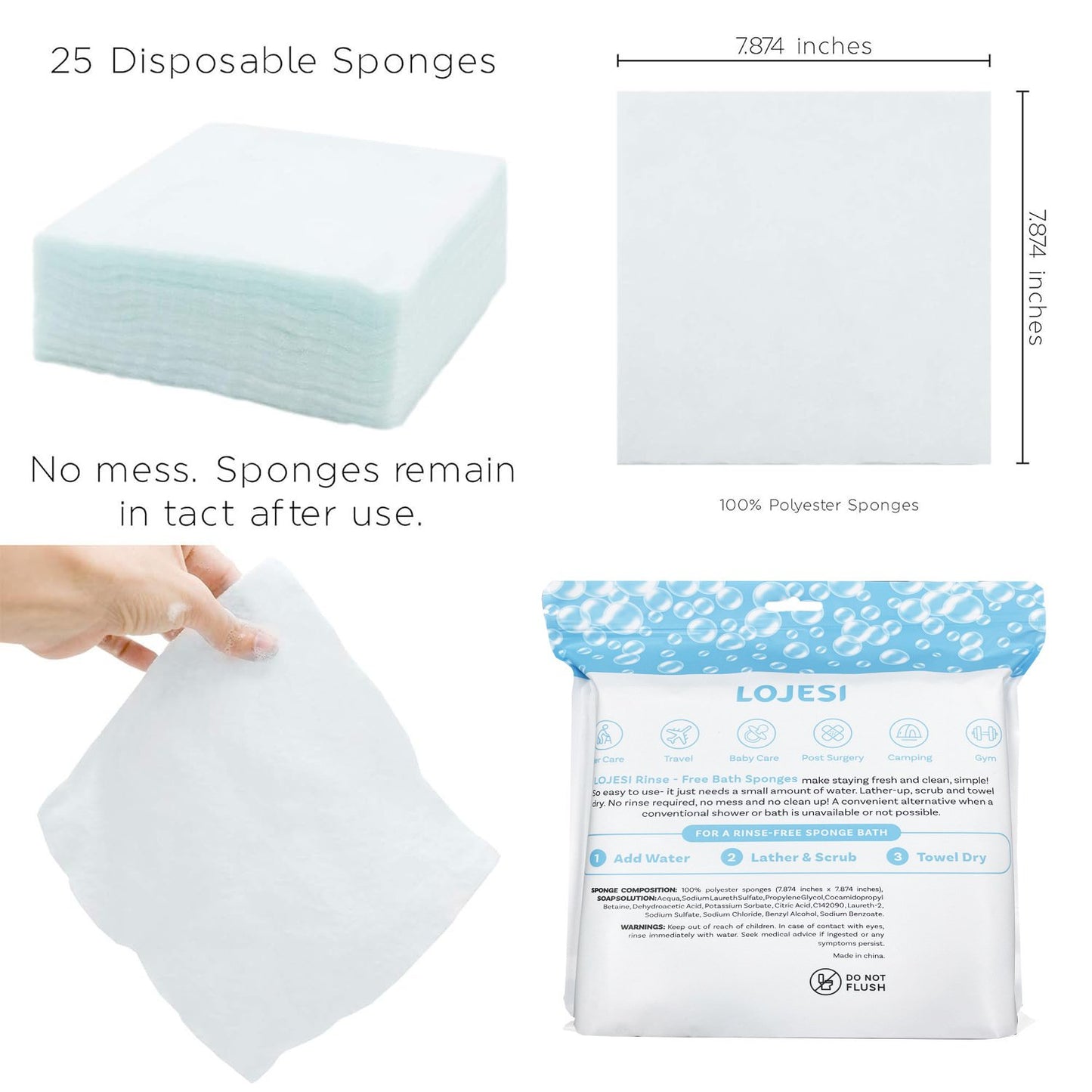 🏆Flash Sale⚡ 50K+  🌈Disposable Rinse-Free Bathing Wipes🧼