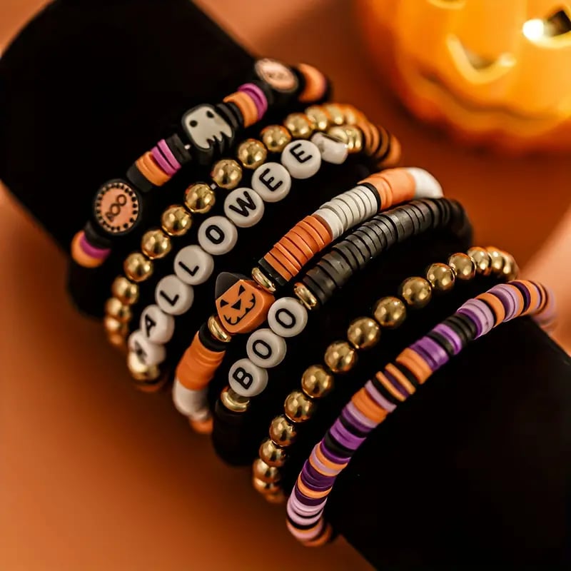 🎃👻7-Piece New Ambiance Halloween Bracelet Set💖