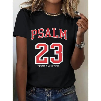 🔥2025 NEW ARRIVAL🔥 - Women's 100% Casual T-Shirt with Psalm 23 Print