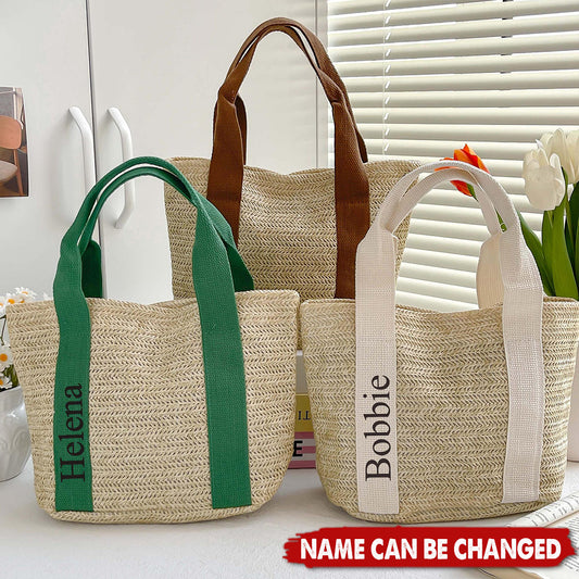 Custom Handwoven Straw Beach Shoulder Bag