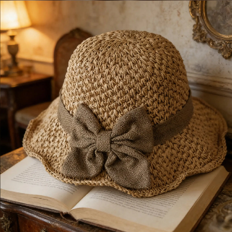 Hot Selling! 50% OFF 🔥 Handmade straw hat, foldable, sun protection, with bow.